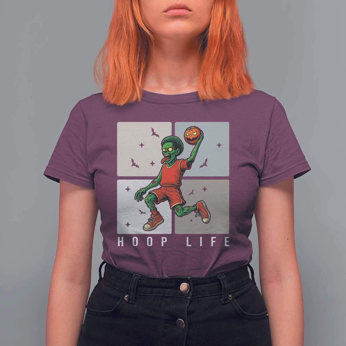 Hoop Life T Shirt For Women Halloween Zombie Basketball Spooky Game - Wonder Print Shop