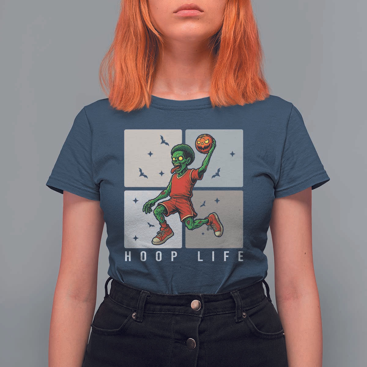 Hoop Life T Shirt For Women Halloween Zombie Basketball Spooky Game - Wonder Print Shop