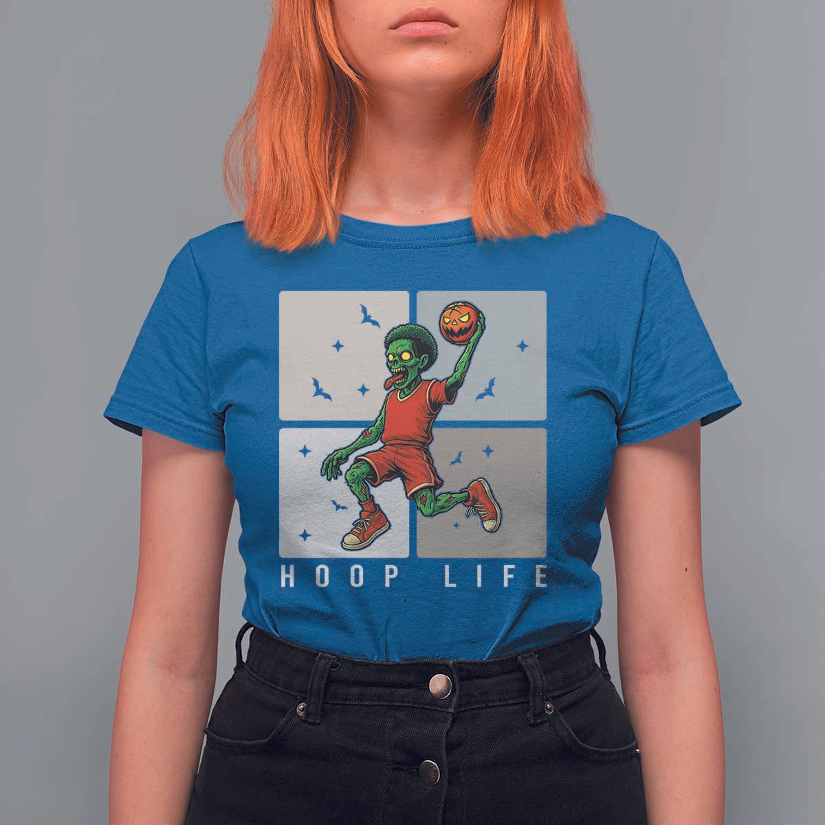 Hoop Life T Shirt For Women Halloween Zombie Basketball Spooky Game - Wonder Print Shop
