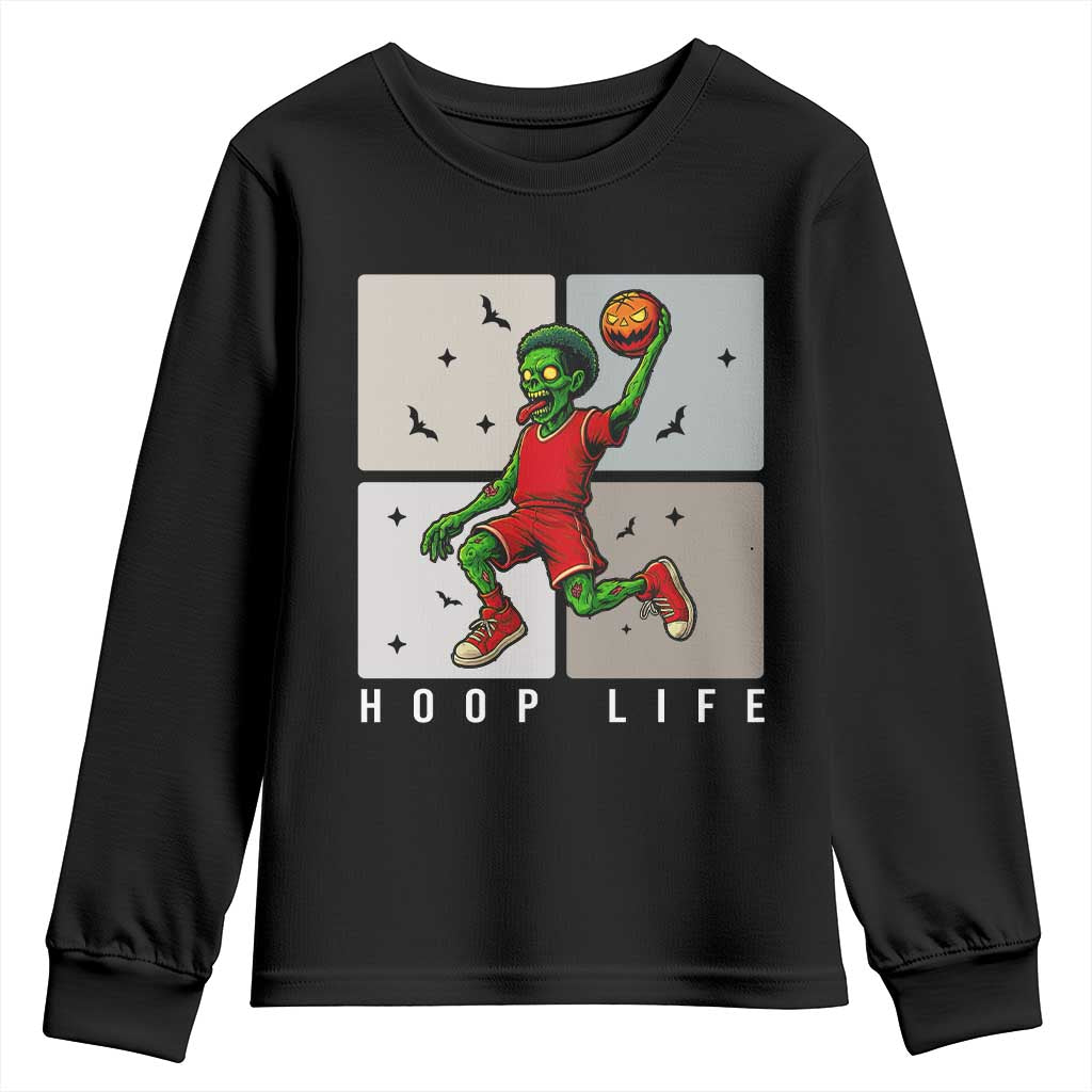 Hoop Life Youth Sweatshirt Halloween Zombie Basketball Spooky Game - Wonder Print Shop