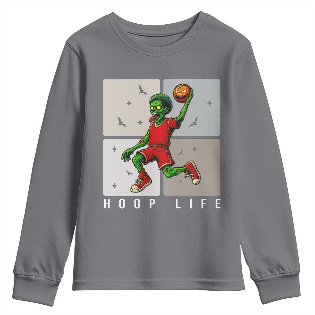 Hoop Life Youth Sweatshirt Halloween Zombie Basketball Spooky Game - Wonder Print Shop