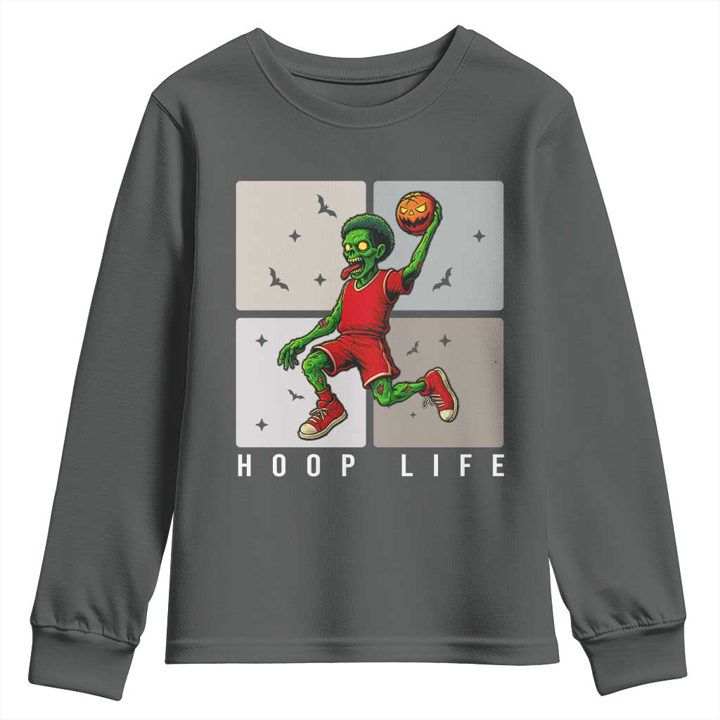 Hoop Life Youth Sweatshirt Halloween Zombie Basketball Spooky Game - Wonder Print Shop