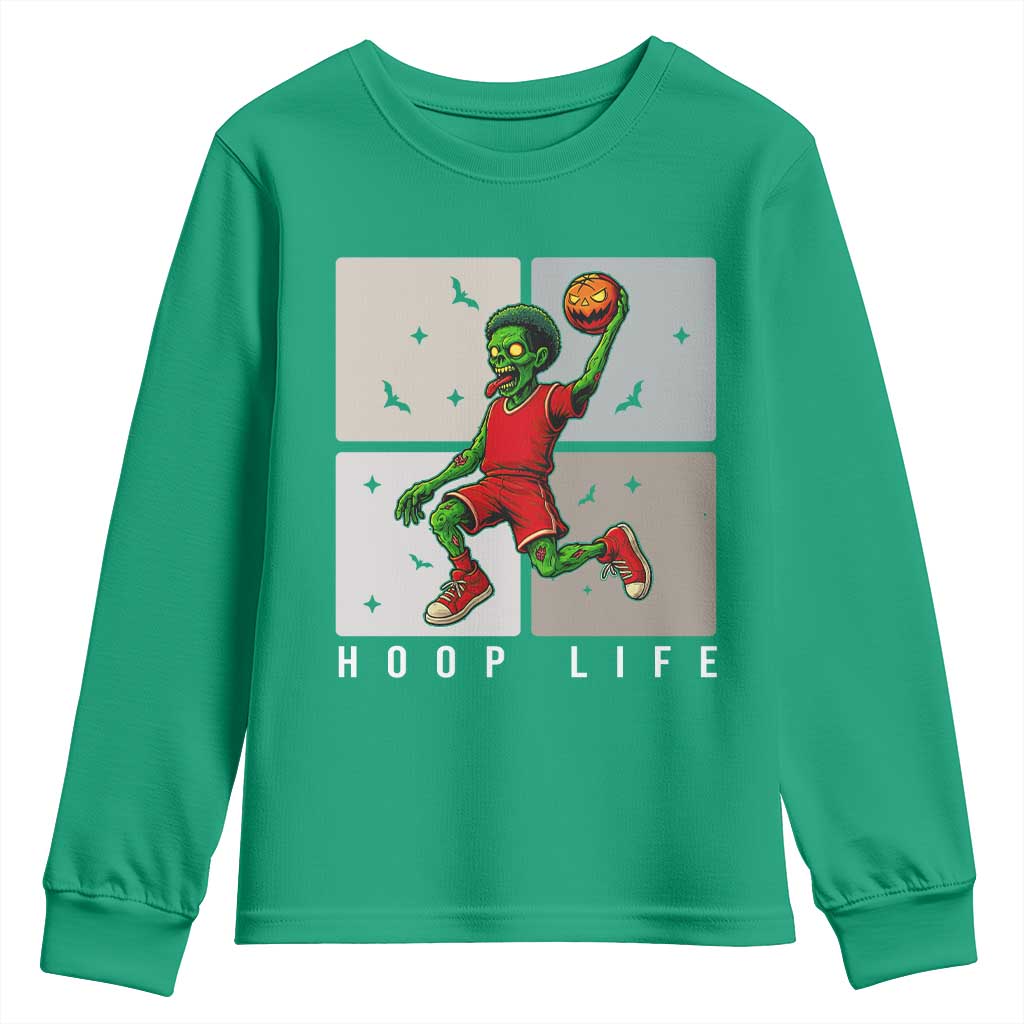 Hoop Life Youth Sweatshirt Halloween Zombie Basketball Spooky Game - Wonder Print Shop