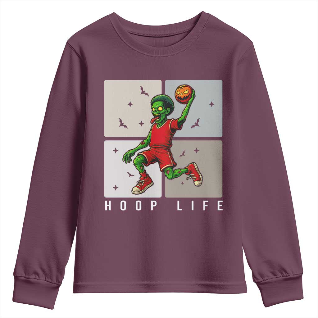 Hoop Life Youth Sweatshirt Halloween Zombie Basketball Spooky Game - Wonder Print Shop