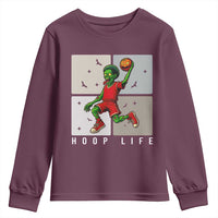 Hoop Life Youth Sweatshirt Halloween Zombie Basketball Spooky Game - Wonder Print Shop