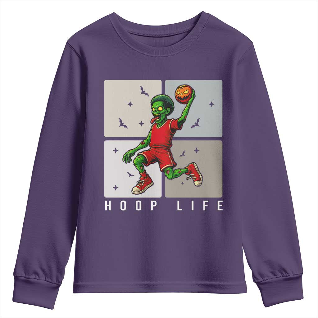 Hoop Life Youth Sweatshirt Halloween Zombie Basketball Spooky Game - Wonder Print Shop
