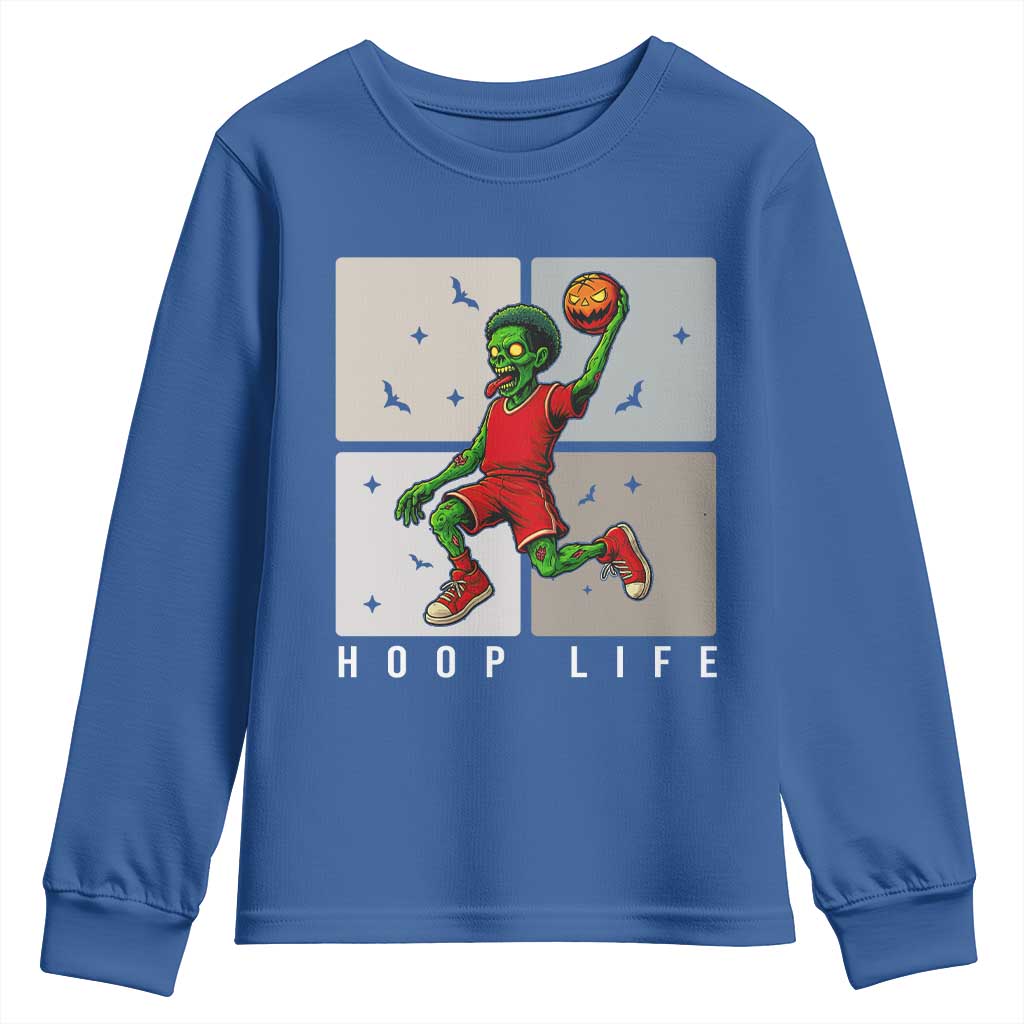 Hoop Life Youth Sweatshirt Halloween Zombie Basketball Spooky Game - Wonder Print Shop