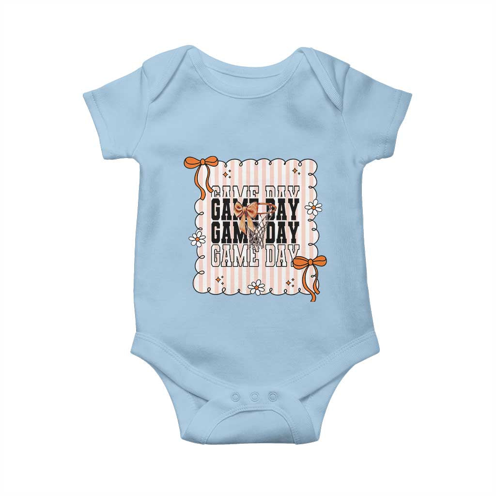 Basketball Game Day Baby Onesie Retro Coquette Bow Gift For Sport Lovers - Wonder Print Shop