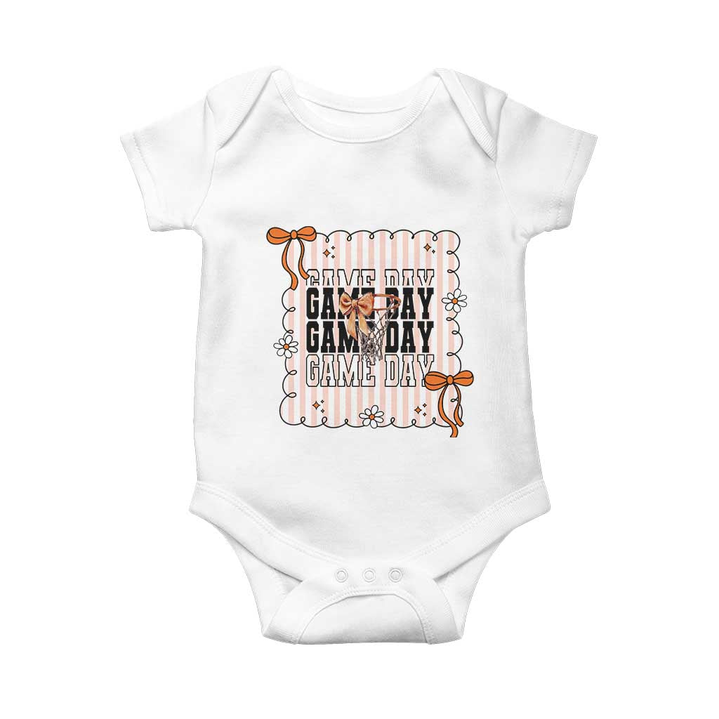 Basketball Game Day Baby Onesie Retro Coquette Bow Gift For Sport Lovers - Wonder Print Shop