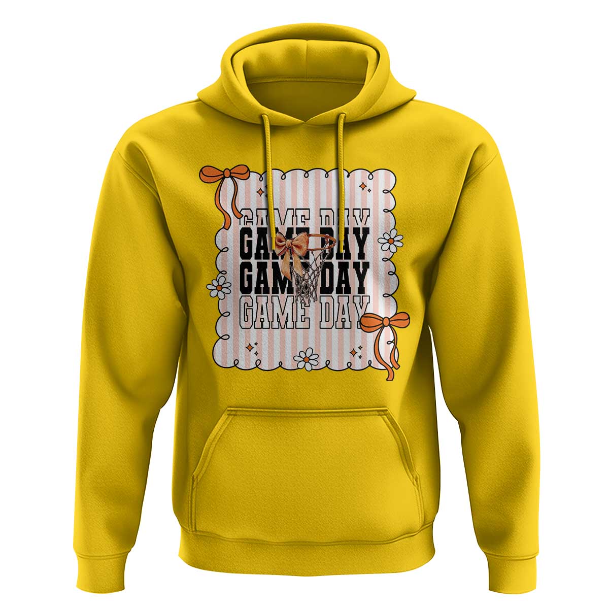 Basketball Game Day Hoodie Retro Coquette Bow Gift For Sport Lovers - Wonder Print Shop