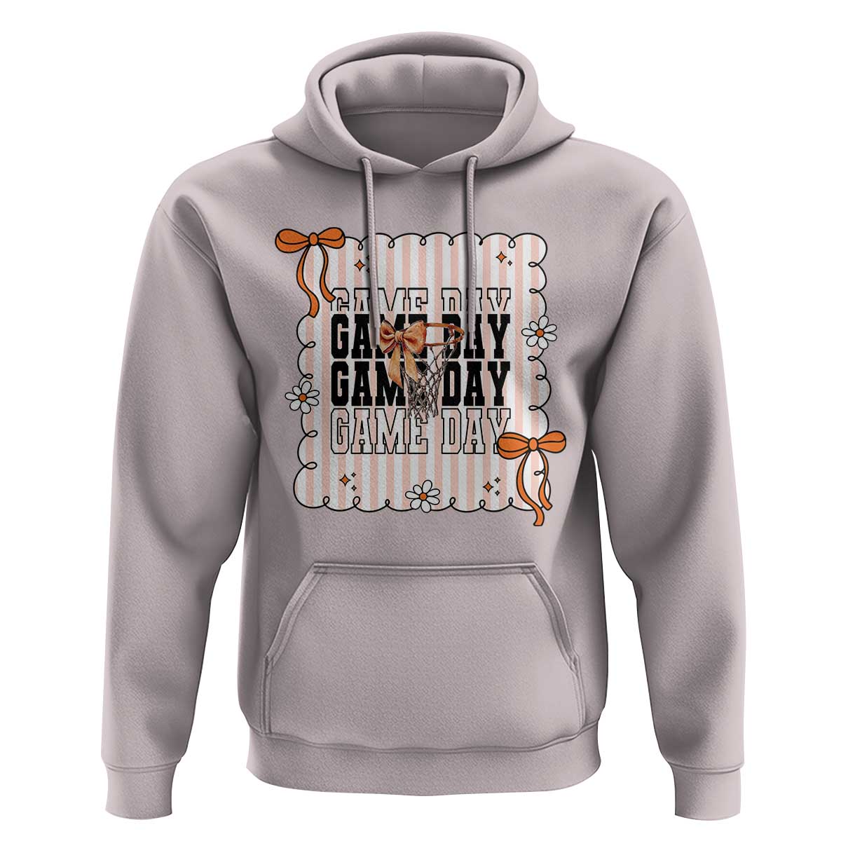 Basketball Game Day Hoodie Retro Coquette Bow Gift For Sport Lovers - Wonder Print Shop