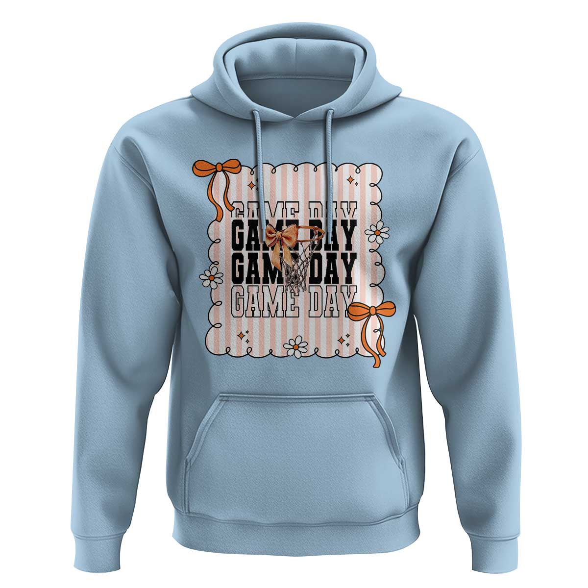 Basketball Game Day Hoodie Retro Coquette Bow Gift For Sport Lovers - Wonder Print Shop