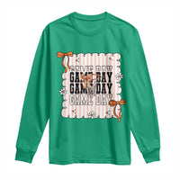 Basketball Game Day Long Sleeve Shirt Retro Coquette Bow Gift For Sport Lovers - Wonder Print Shop