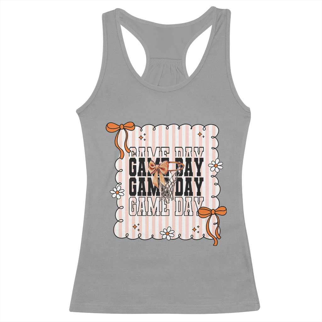 Basketball Game Day Racerback Tank Top Retro Coquette Bow Gift For Sport Lovers - Wonder Print Shop
