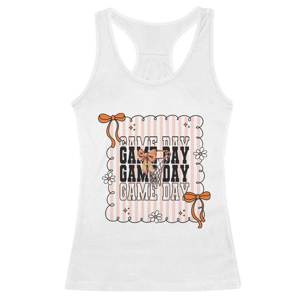 Basketball Game Day Racerback Tank Top Retro Coquette Bow Gift For Sport Lovers - Wonder Print Shop