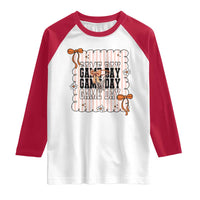 Basketball Game Day Raglan Shirt Retro Coquette Bow Gift For Sport Lovers - Wonder Print Shop