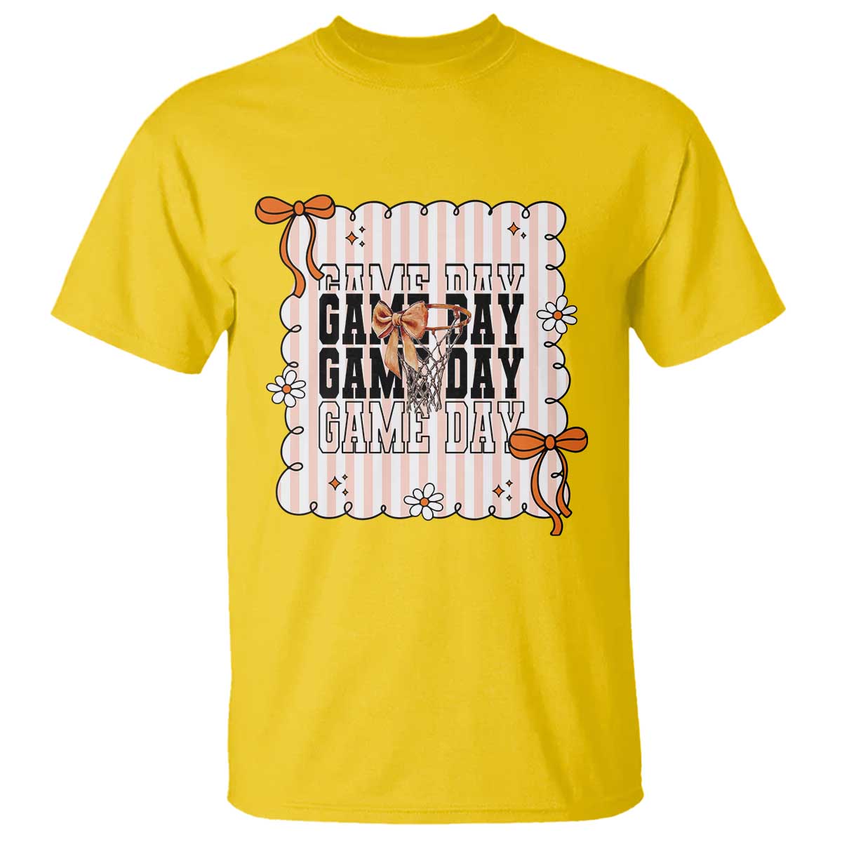 Basketball Game Day T Shirt Retro Coquette Bow Gift For Sport Lovers - Wonder Print Shop