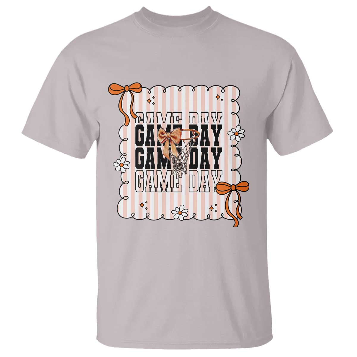 Basketball Game Day T Shirt Retro Coquette Bow Gift For Sport Lovers - Wonder Print Shop