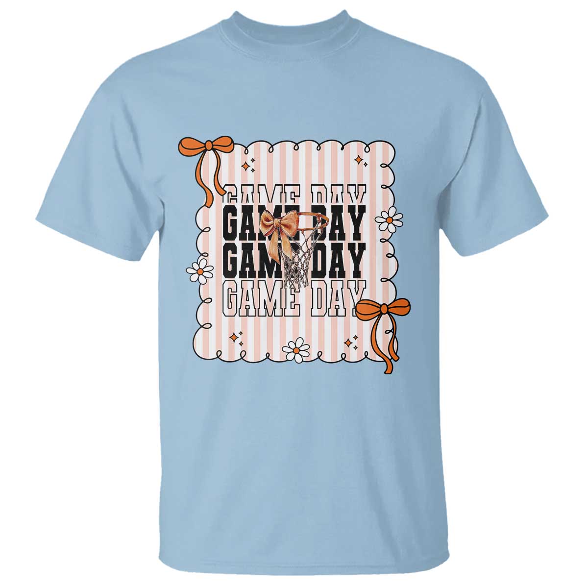 Basketball Game Day T Shirt Retro Coquette Bow Gift For Sport Lovers - Wonder Print Shop