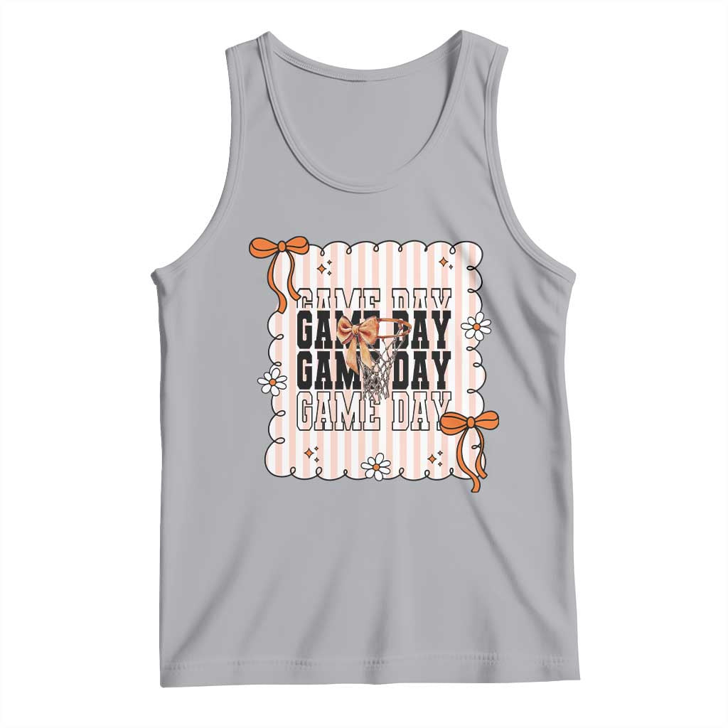 Basketball Game Day Tank Top Retro Coquette Bow Gift For Sport Lovers - Wonder Print Shop