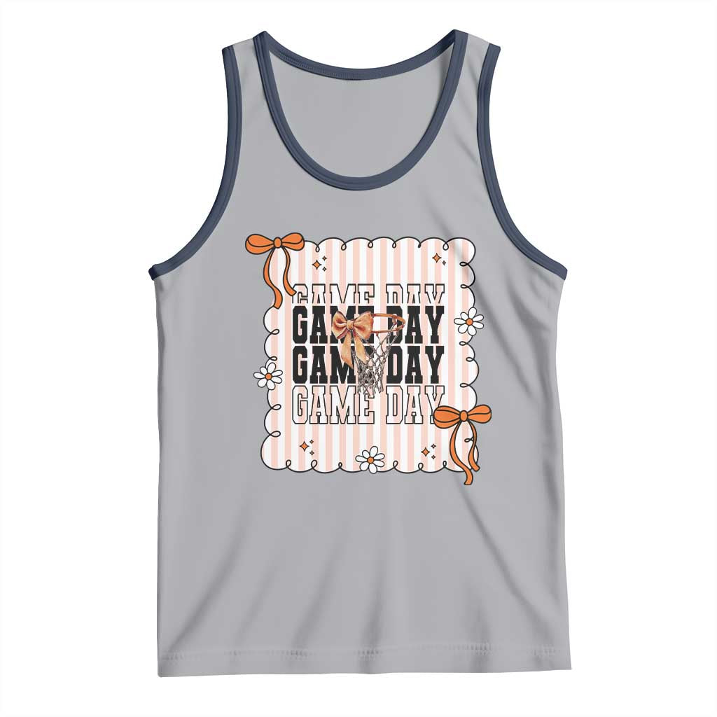 Basketball Game Day Tank Top Retro Coquette Bow Gift For Sport Lovers - Wonder Print Shop