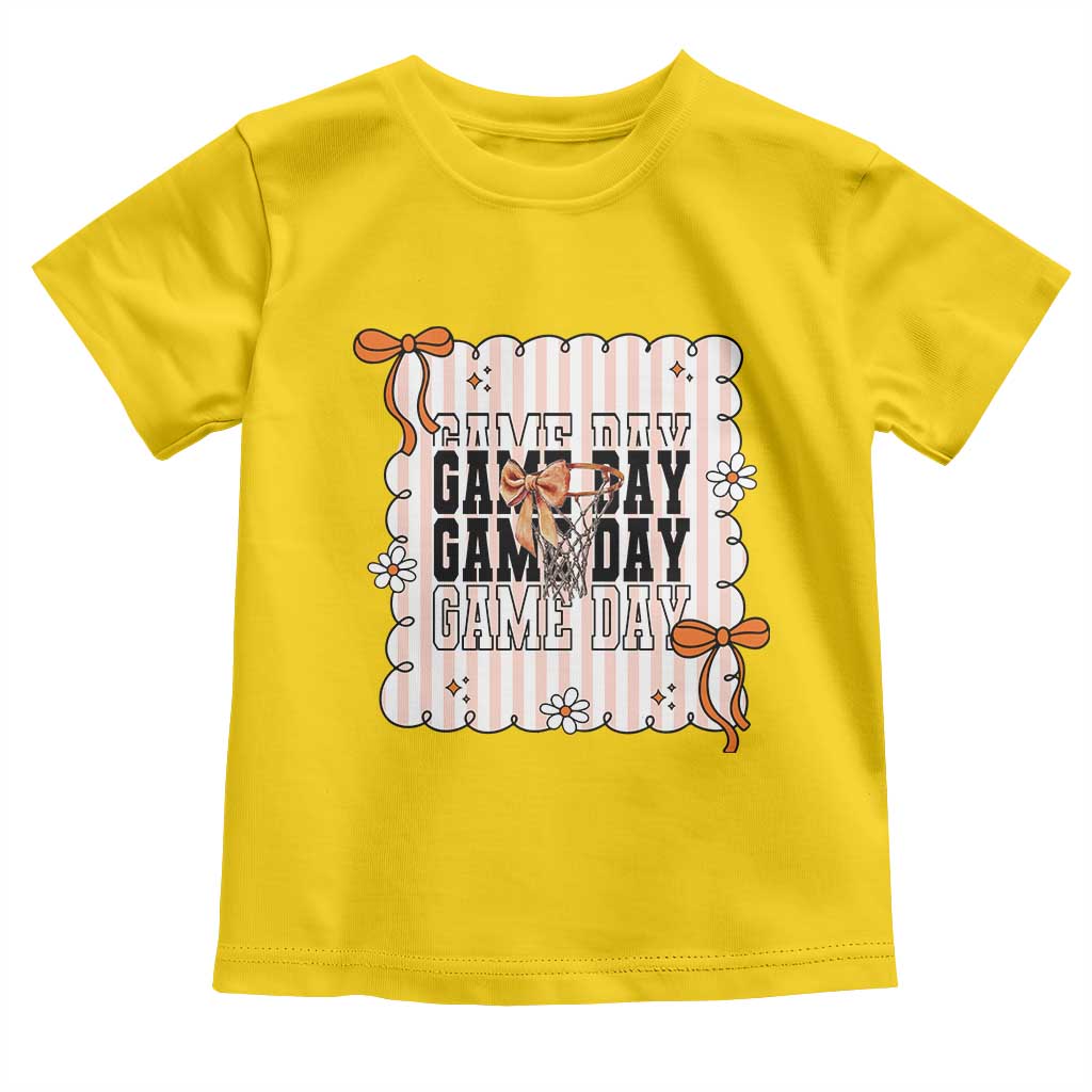 Basketball Game Day Toddler T Shirt Retro Coquette Bow Gift For Sport Lovers - Wonder Print Shop