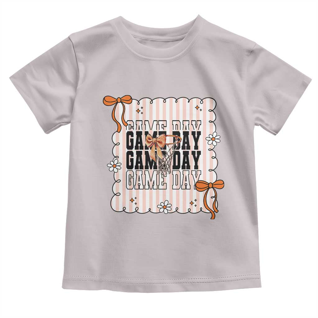 Basketball Game Day Toddler T Shirt Retro Coquette Bow Gift For Sport Lovers - Wonder Print Shop