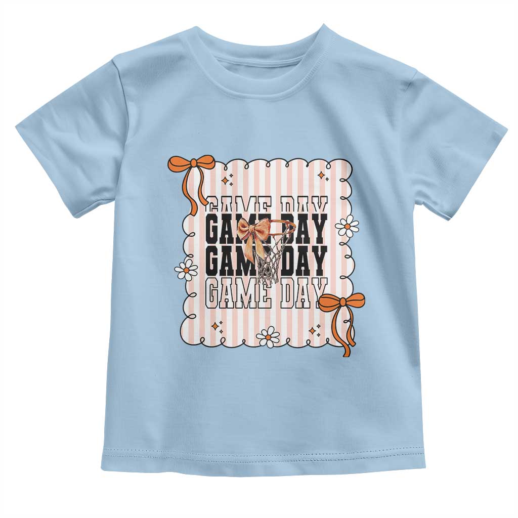 Basketball Game Day Toddler T Shirt Retro Coquette Bow Gift For Sport Lovers - Wonder Print Shop