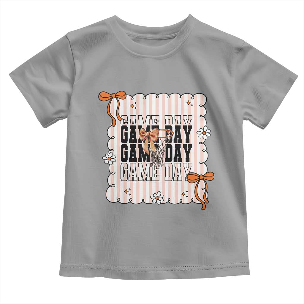 Basketball Game Day Toddler T Shirt Retro Coquette Bow Gift For Sport Lovers - Wonder Print Shop