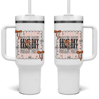 Basketball Game Day Tumbler With Handle Retro Coquette Bow Gift For Sport Lovers