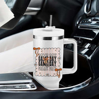Basketball Game Day Tumbler With Handle Retro Coquette Bow Gift For Sport Lovers