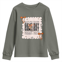 Basketball Game Day Youth Sweatshirt Retro Coquette Bow Gift For Sport Lovers - Wonder Print Shop