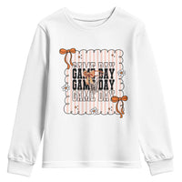 Basketball Game Day Youth Sweatshirt Retro Coquette Bow Gift For Sport Lovers - Wonder Print Shop