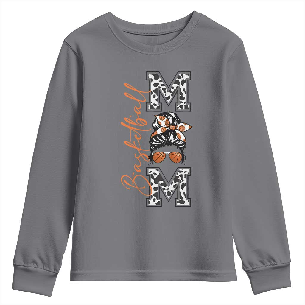 Basketball Mom Youth Sweatshirt Retro Style Gift For Sports Lover - Wonder Print Shop