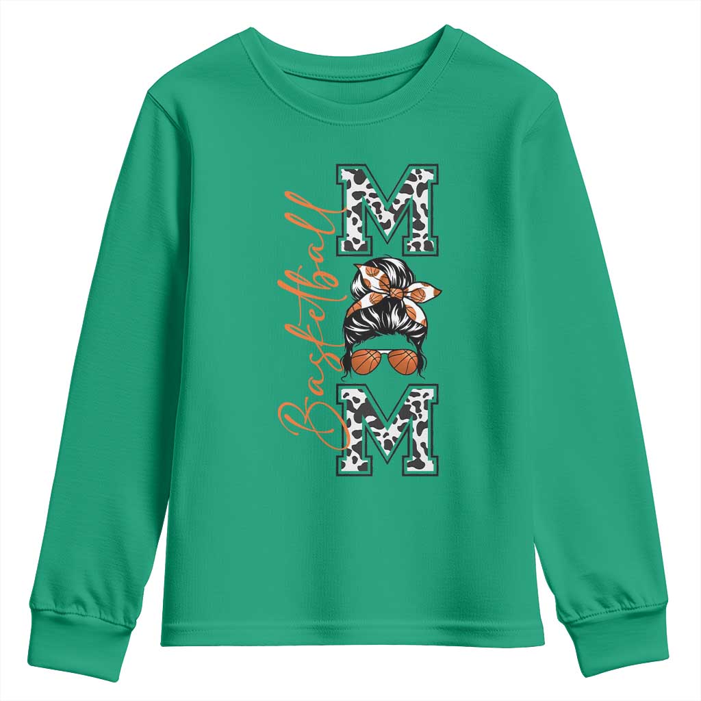Basketball Mom Youth Sweatshirt Retro Style Gift For Sports Lover - Wonder Print Shop