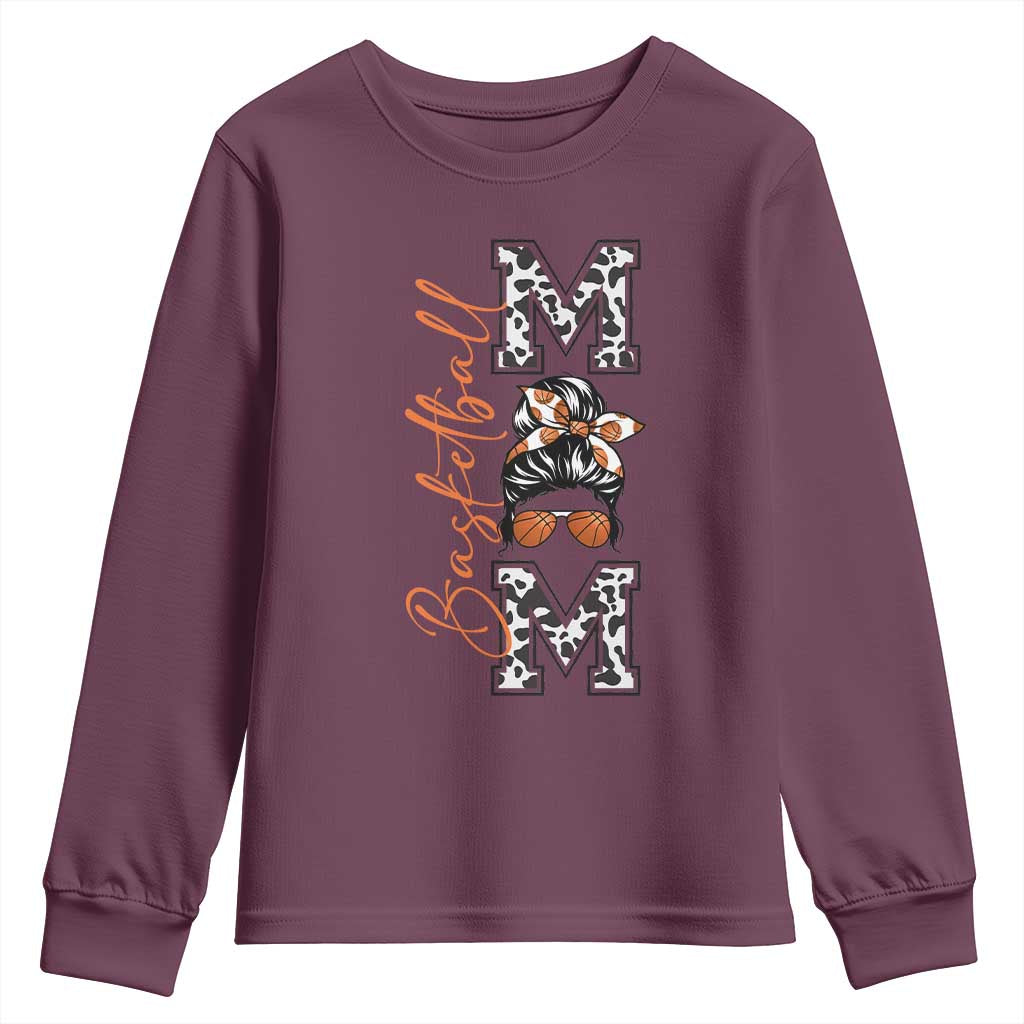 Basketball Mom Youth Sweatshirt Retro Style Gift For Sports Lover - Wonder Print Shop