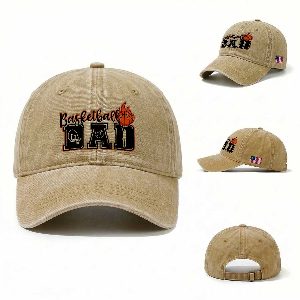 Basketball Dad Washed Cotton Baseball Cap Gift For Sport Lover