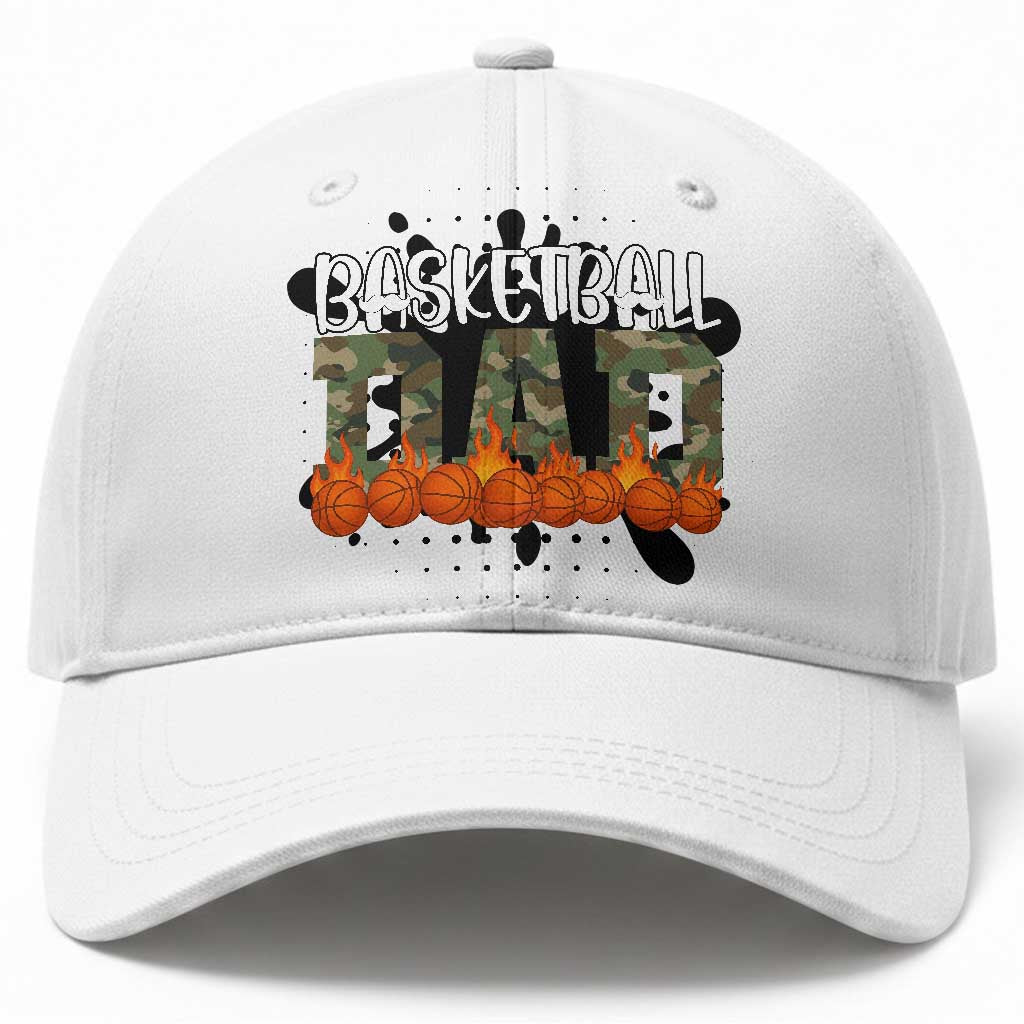 Basketball Dad Baseball Cap Camouflage Flame Graphic For Sport Lover