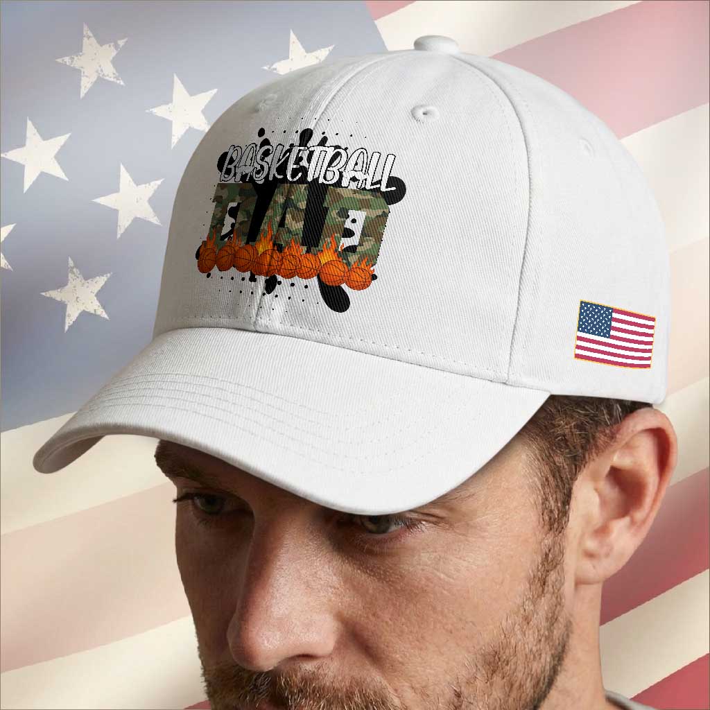 Basketball Dad Baseball Cap Camouflage Flame Graphic For Sport Lover