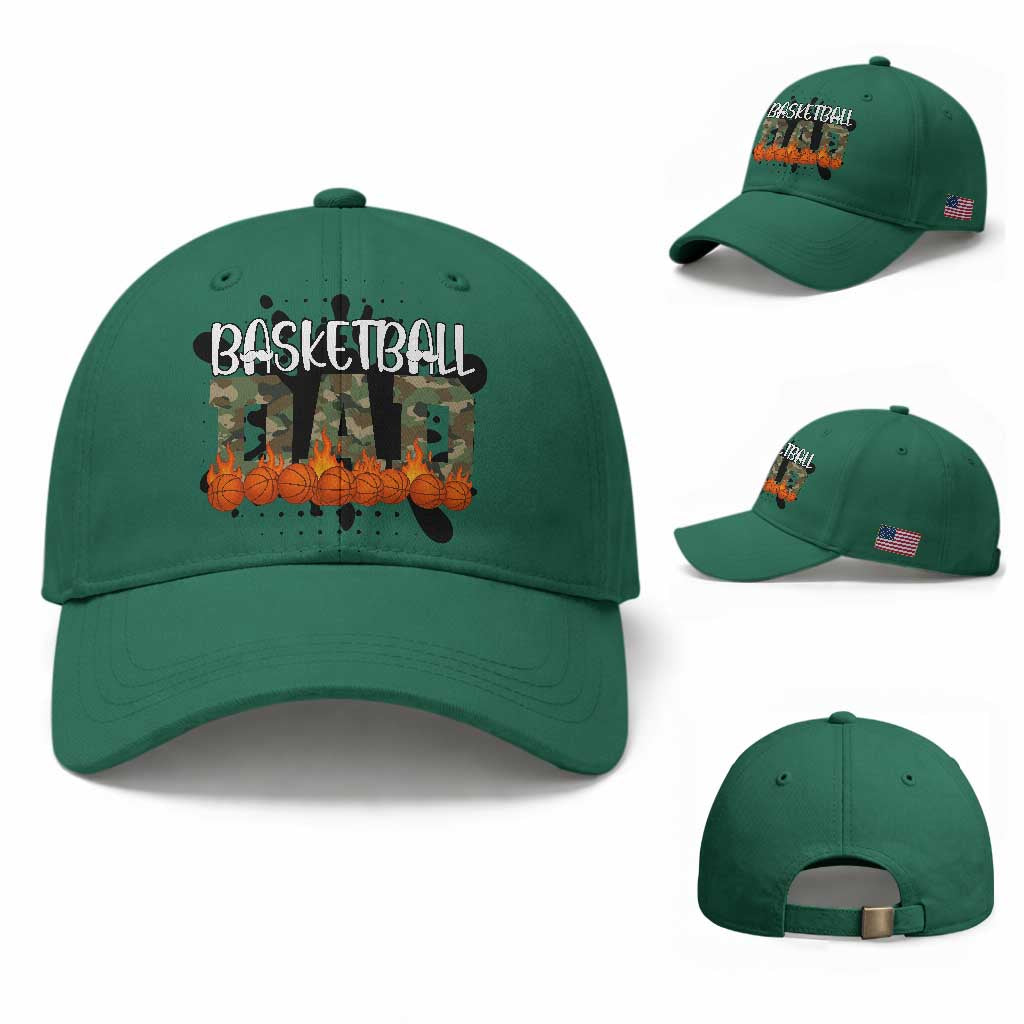Basketball Dad Baseball Cap Camouflage Flame Graphic For Sport Lover