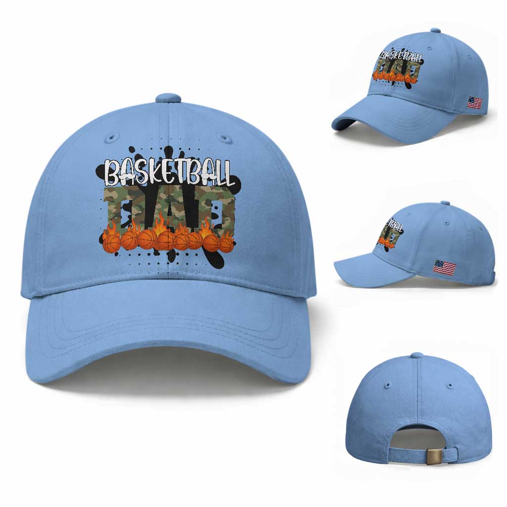 Basketball Dad Baseball Cap Camouflage Flame Graphic For Sport Lover