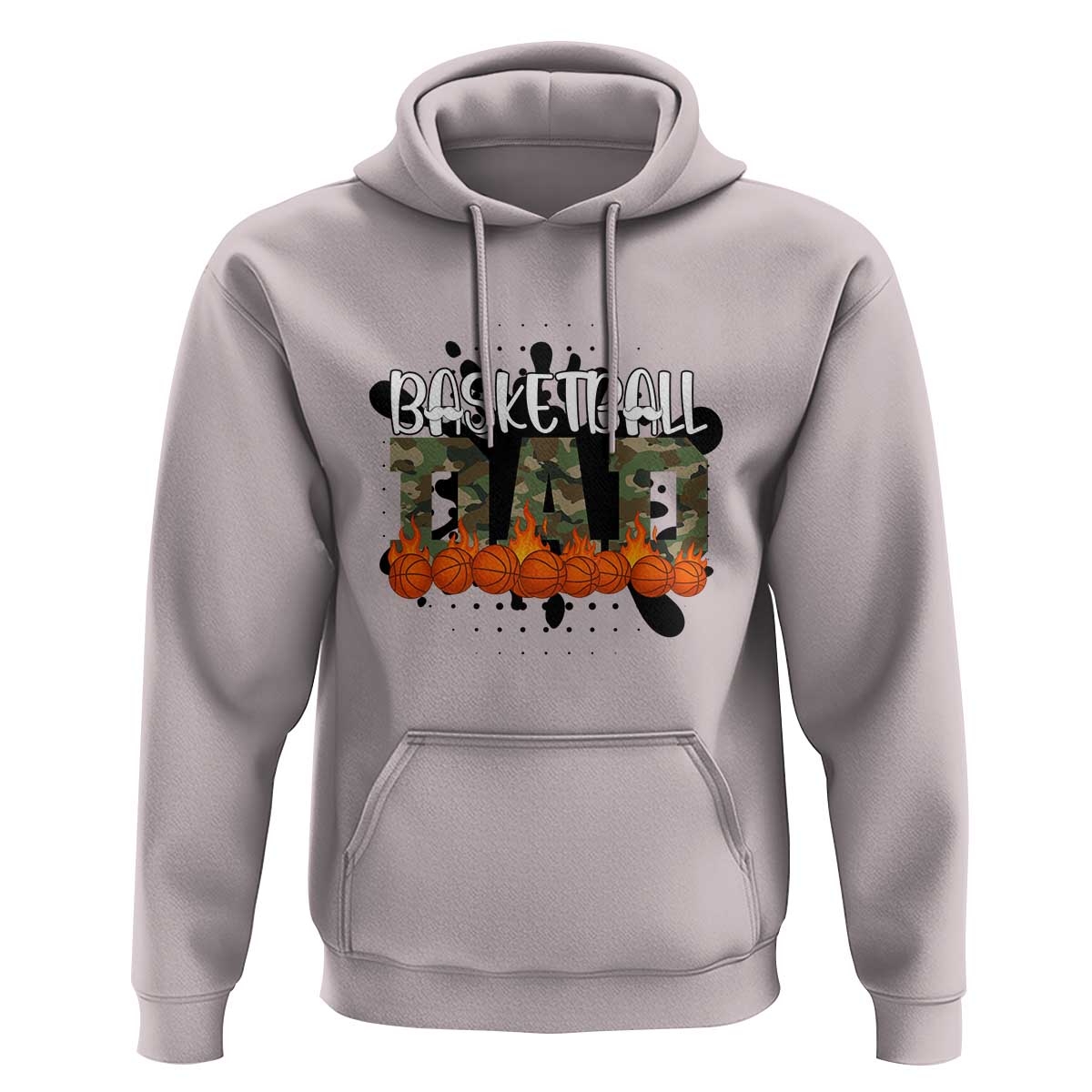 Basketball Dad Hoodie Camouflage Flame Graphic For Sport Lover - Wonder Print Shop