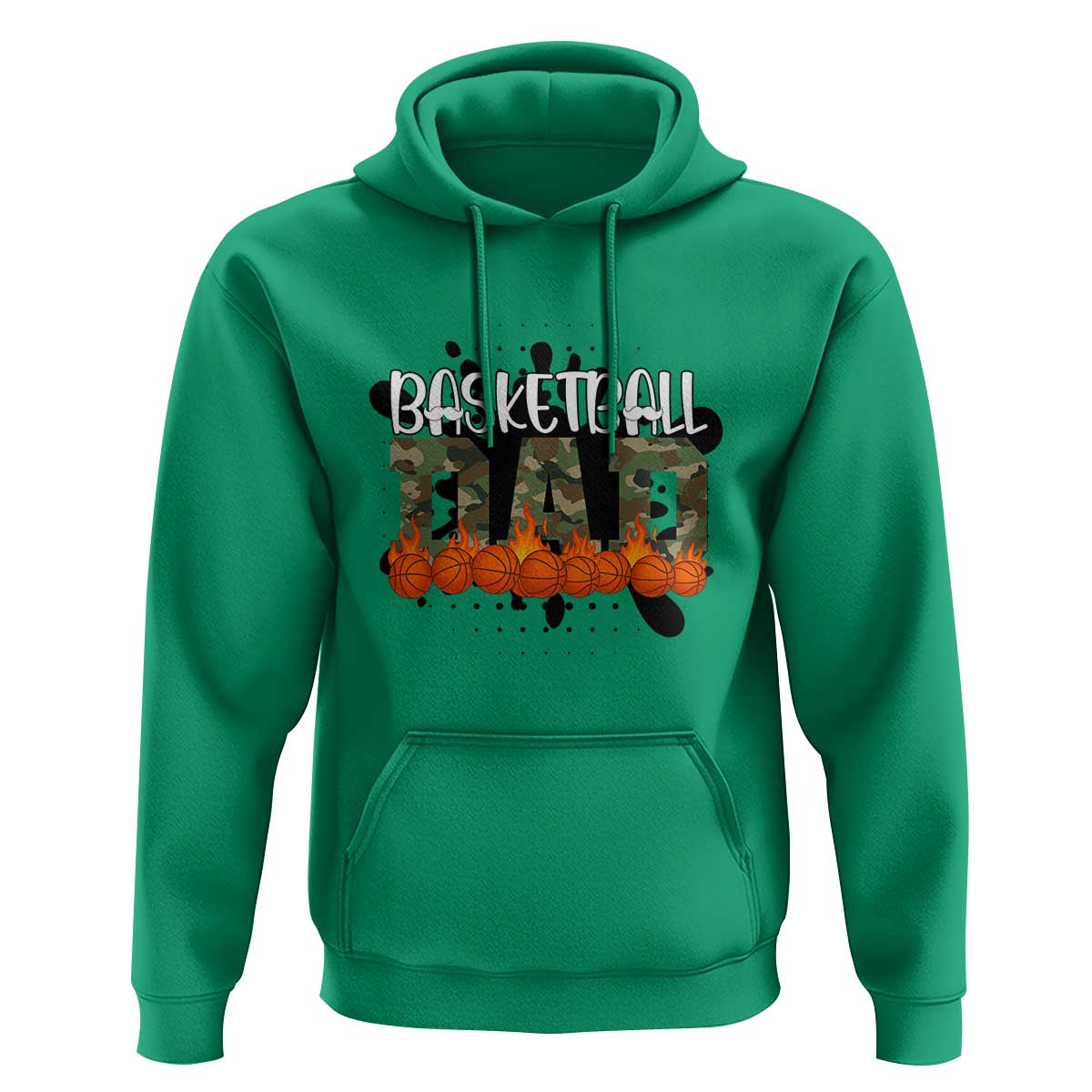 Basketball Dad Hoodie Camouflage Flame Graphic For Sport Lover - Wonder Print Shop