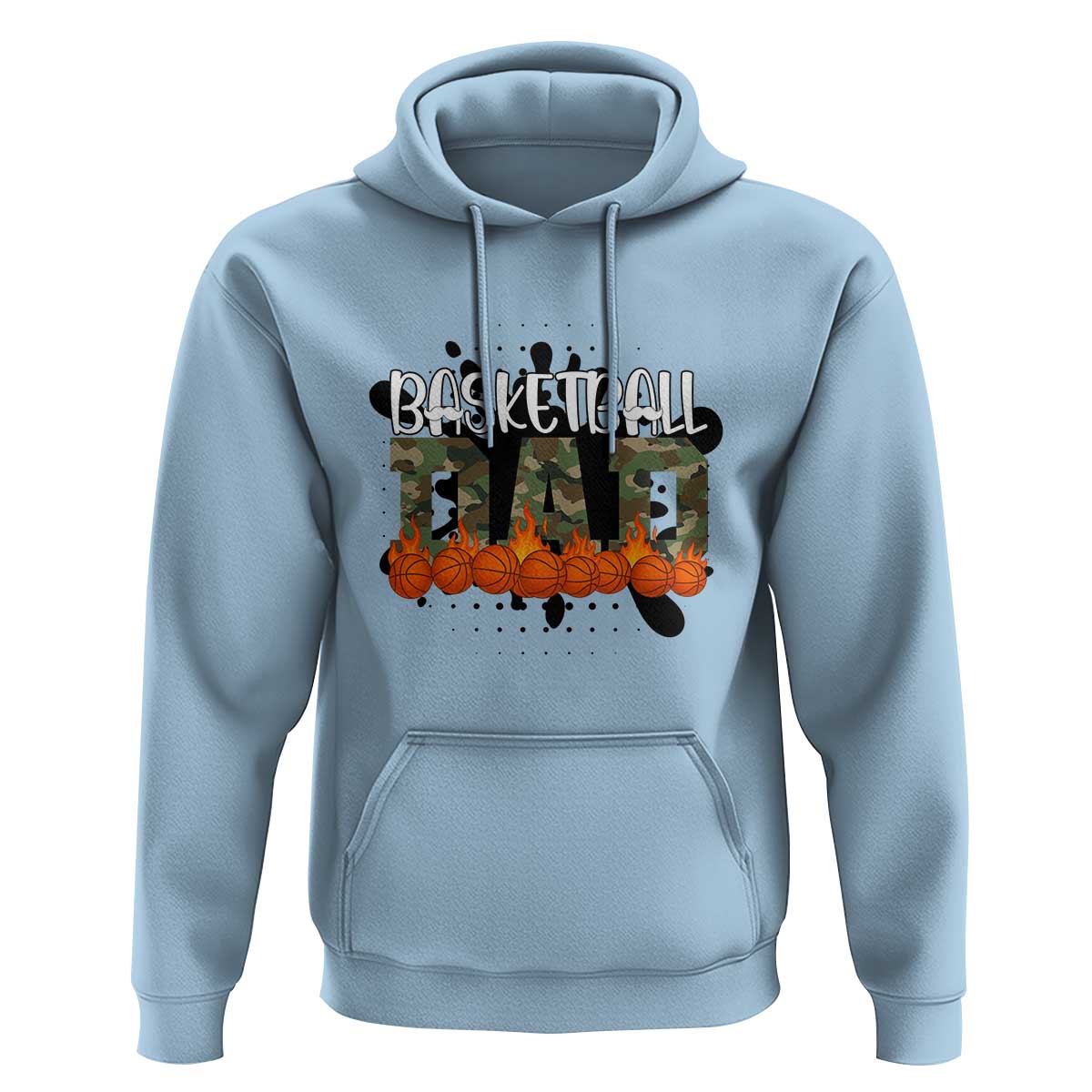 Basketball Dad Hoodie Camouflage Flame Graphic For Sport Lover - Wonder Print Shop