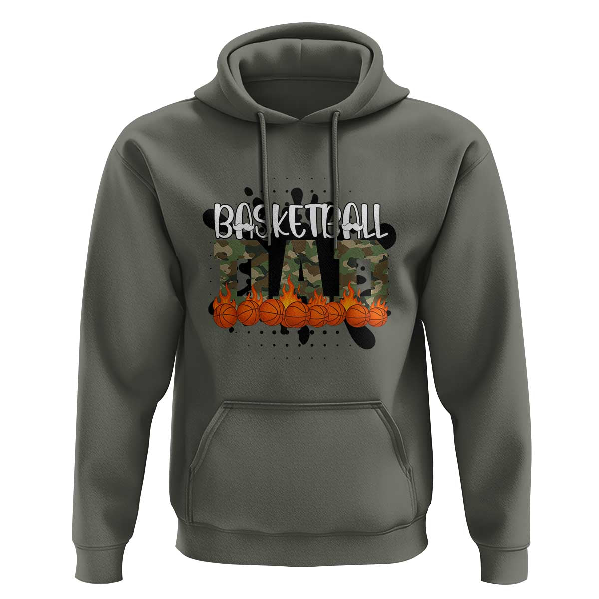 Basketball Dad Hoodie Camouflage Flame Graphic For Sport Lover - Wonder Print Shop