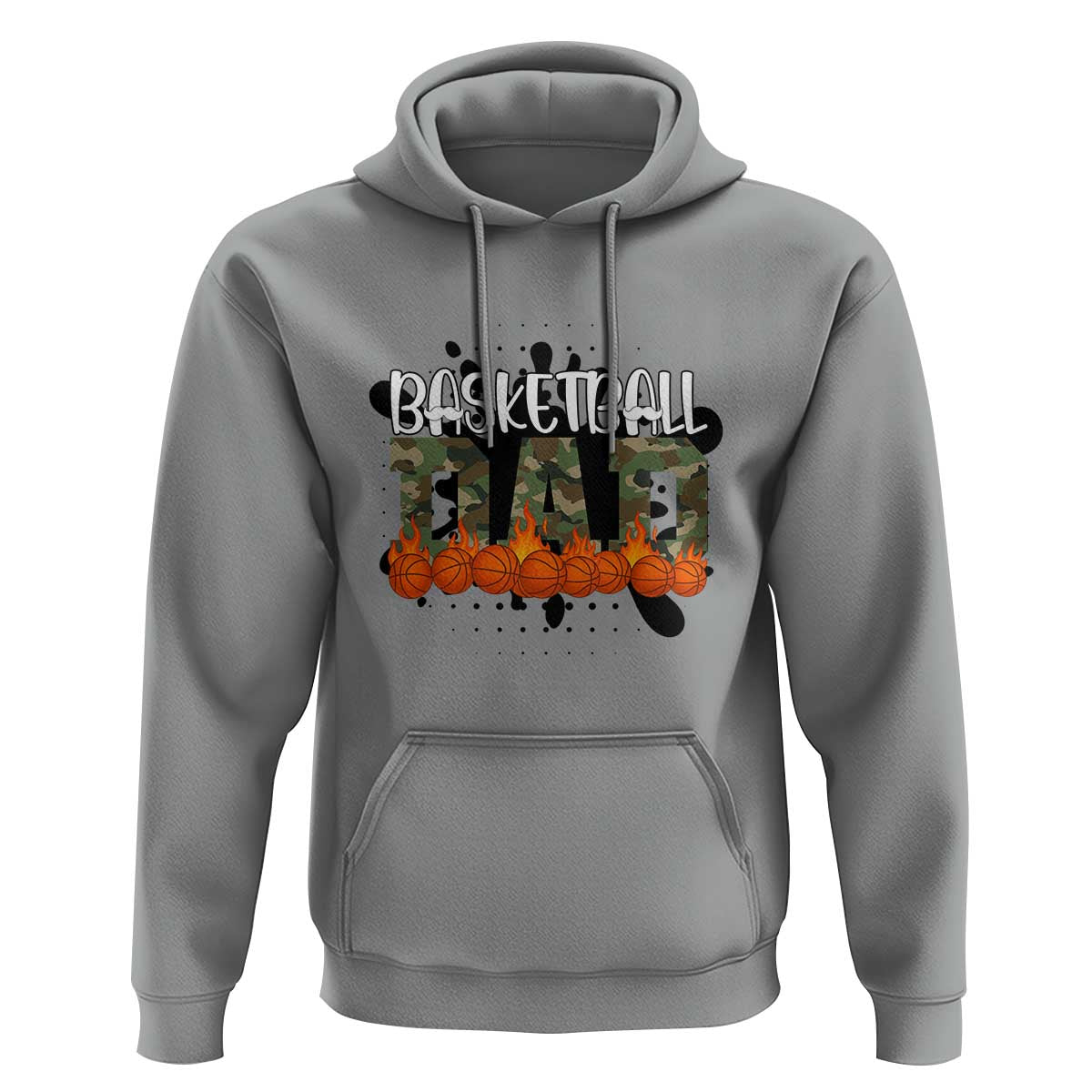 Basketball Dad Hoodie Camouflage Flame Graphic For Sport Lover - Wonder Print Shop
