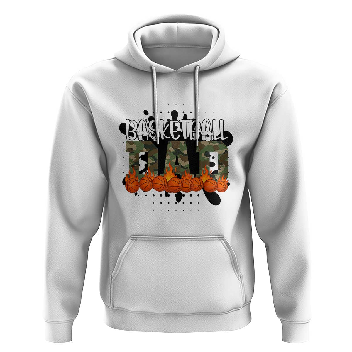 Basketball Dad Hoodie Camouflage Flame Graphic For Sport Lover - Wonder Print Shop
