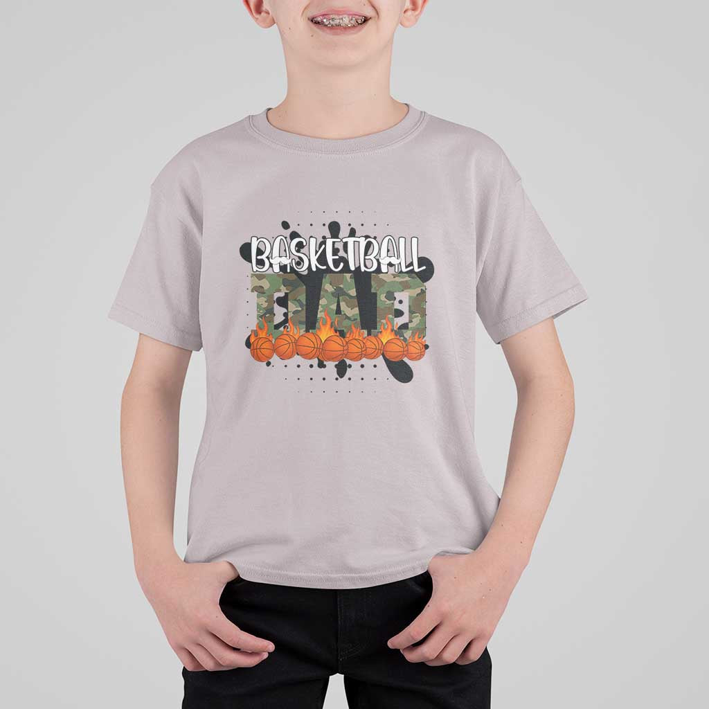 Basketball Dad T Shirt For Kid Camouflage Flame Graphic For Sport Lover - Wonder Print Shop