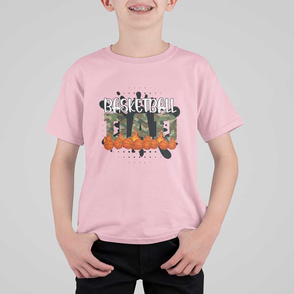 Basketball Dad T Shirt For Kid Camouflage Flame Graphic For Sport Lover - Wonder Print Shop