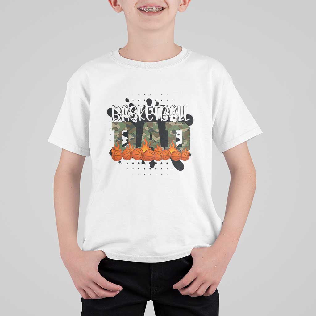 Basketball Dad T Shirt For Kid Camouflage Flame Graphic For Sport Lover - Wonder Print Shop